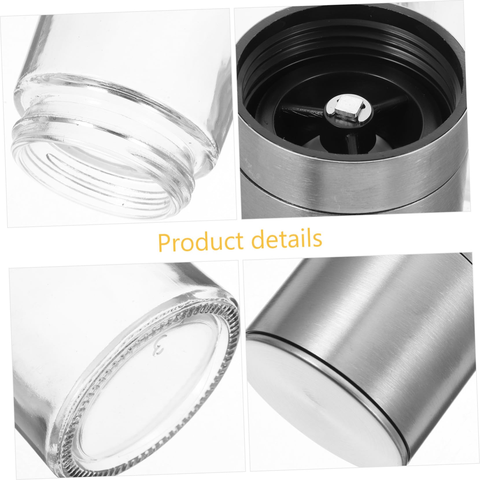 2 piezas Molino Manual de Pimienta y Sal Molinillos Recargables de Vidrio con Diseño Ergonómico para Cocina Utensilios para Especias y Condimentos