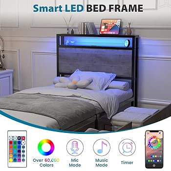 Amazon.com: Kiivakii Twin Size Bed Frame with 4 Drawers, LED
