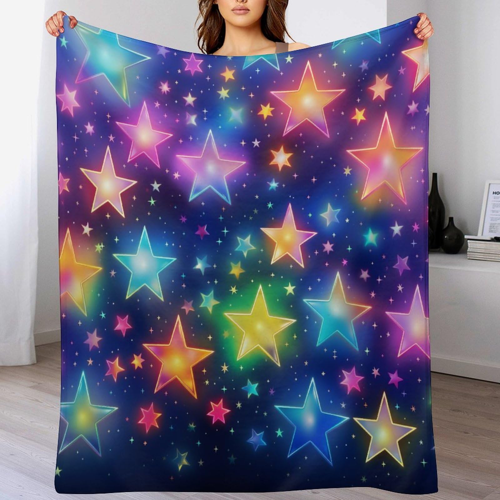 Couvre-lit étoiles en flannel 100x130 cm pour canapé et balcon