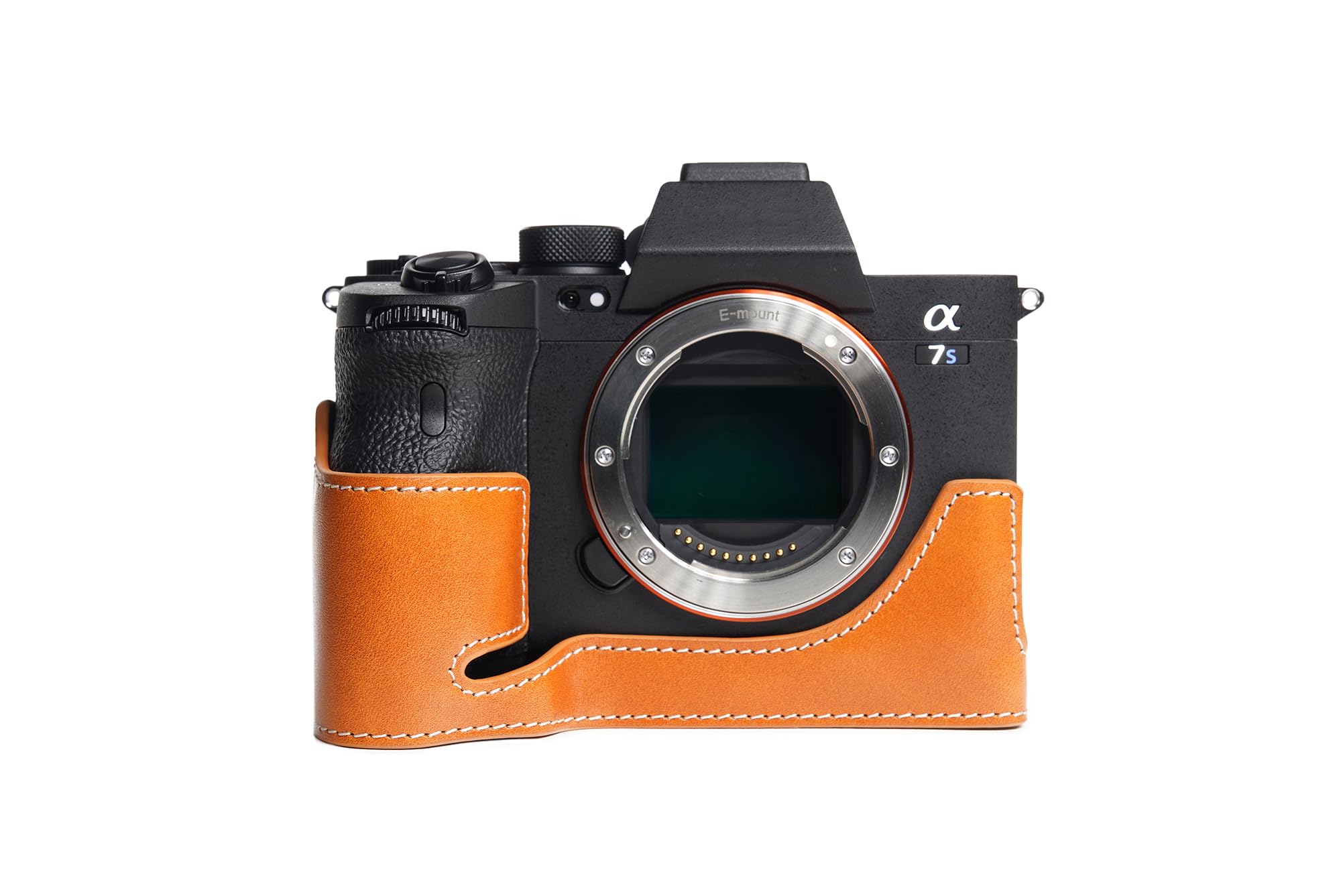 Handgefertigt aus echtem echtem Leder halbe Kamera Tasche Tasche für Sony A1 A7S Mark iii A7S3 Sandy Brown