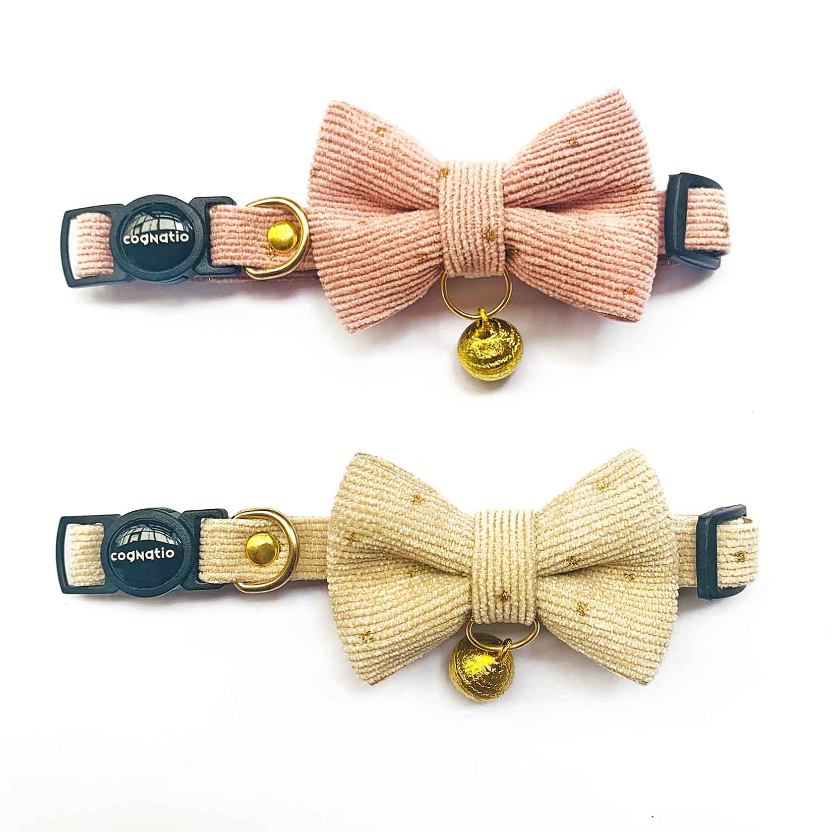 Cognatio Safety Quick Release Cat Collars, Soft Kitten Collars with Detachable Bow Tie and Bell, Pack of 2