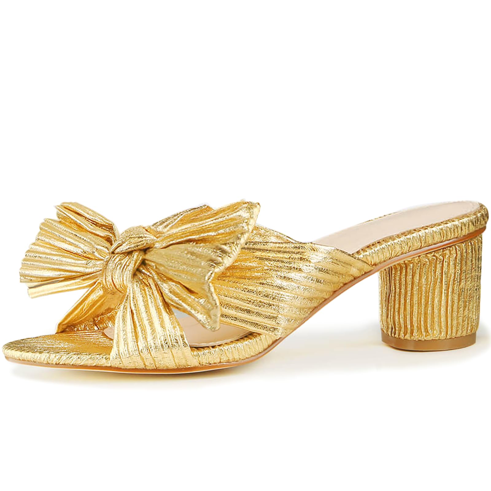 MUCCCUTE Women's Bow Knot Heeled Sandals Ankle Buckle Strap Chunky Heeled Open-toe Comfortable Wedding Party Fashion Heeled