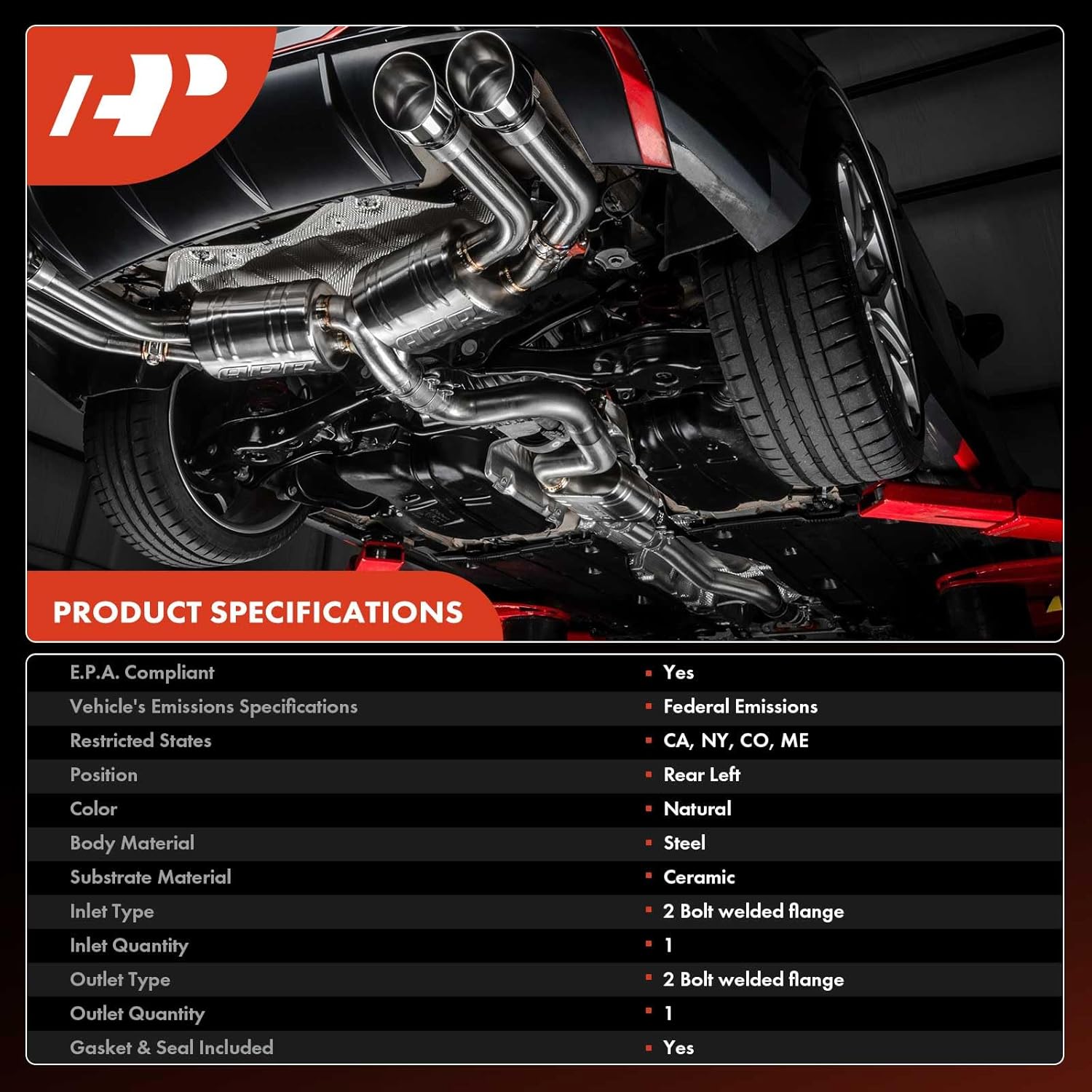 A-Premium Rear Left Catalytic Converter Kit Direct-Fit Compatible with Nissan Frontier 2005-2019, Pathfinder 2005-2012, NV1500, NV2500, NV3500, Xterra & Suzuki Equator, 4.0L, EPA Compliant