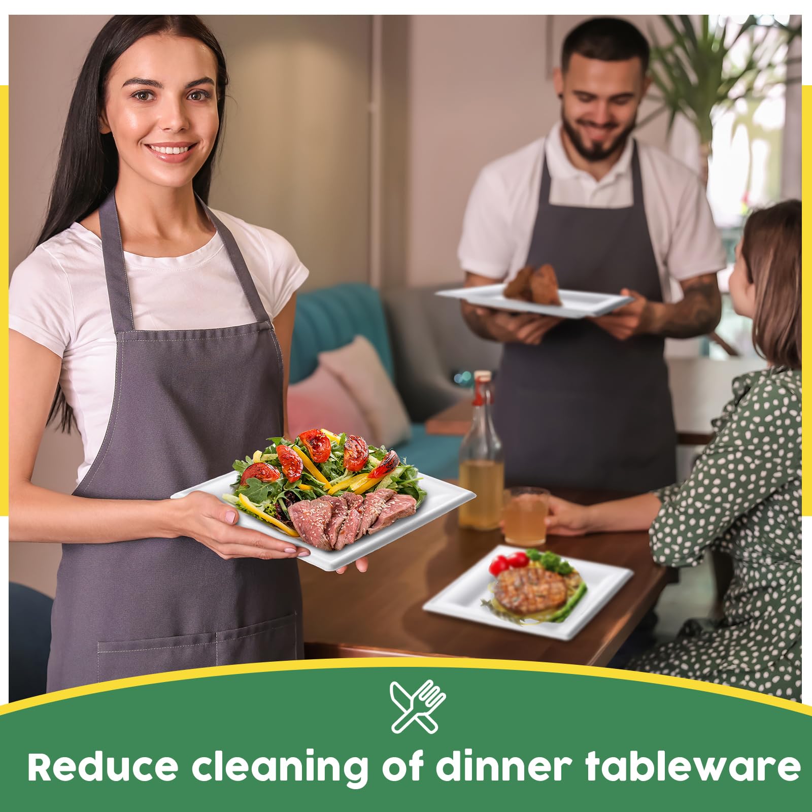 Lallisa 200 Stück 20.3 cm weiße Einweg-Pappteller, quadratische Einweg-Vorspeisenteller, Bagasse, Faser, Dessertteller, Speiseteller, Partyteller für Salat, Kuchen, Bulk, Hochzeit, Restaurant
