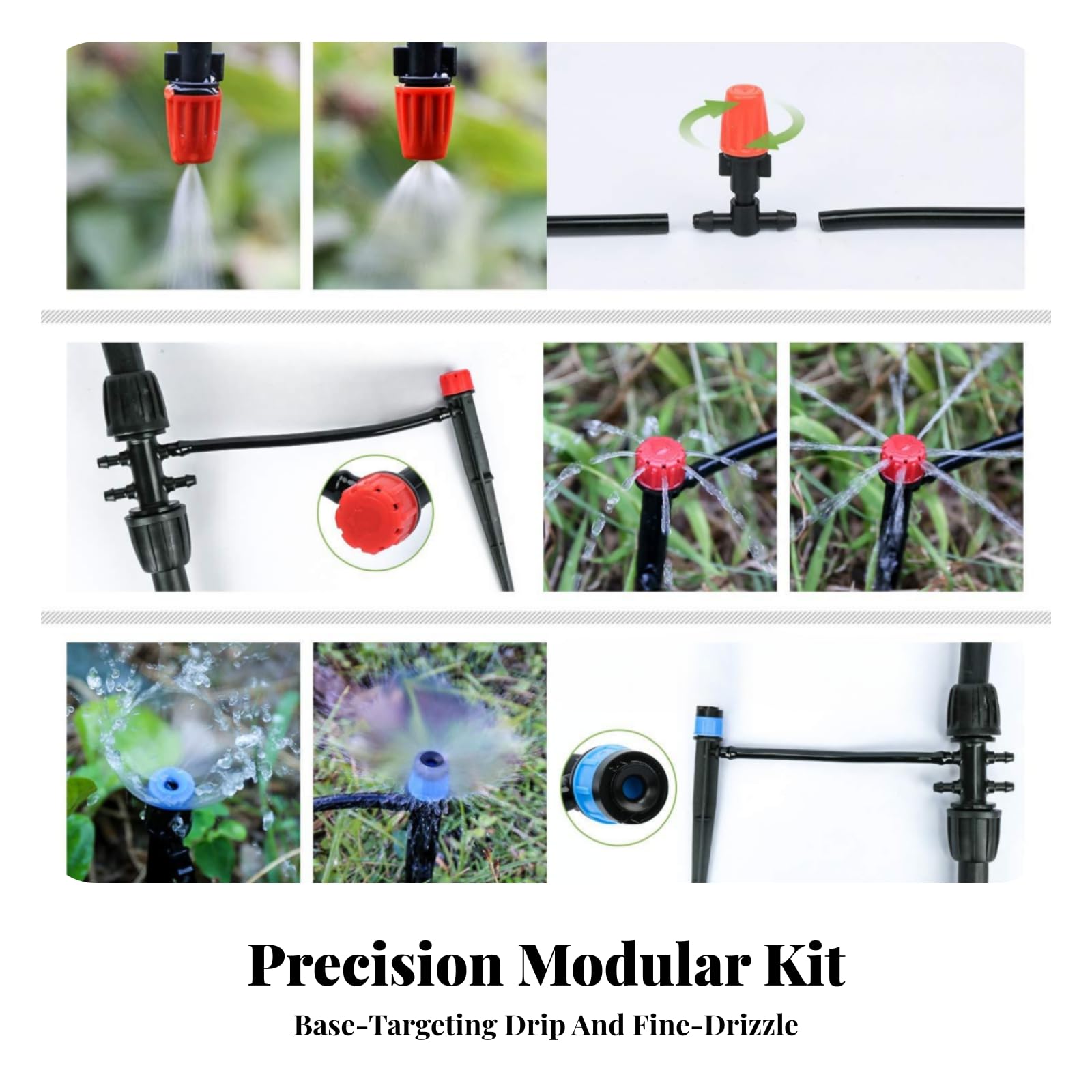 Kit di Irrigazione a Goccia Automatico | Tubo Flessibile in PVC, Kit Irrigazione a Goccia con Nebulizzatori, Senza Elettricità, per, Coltivatori Domestici