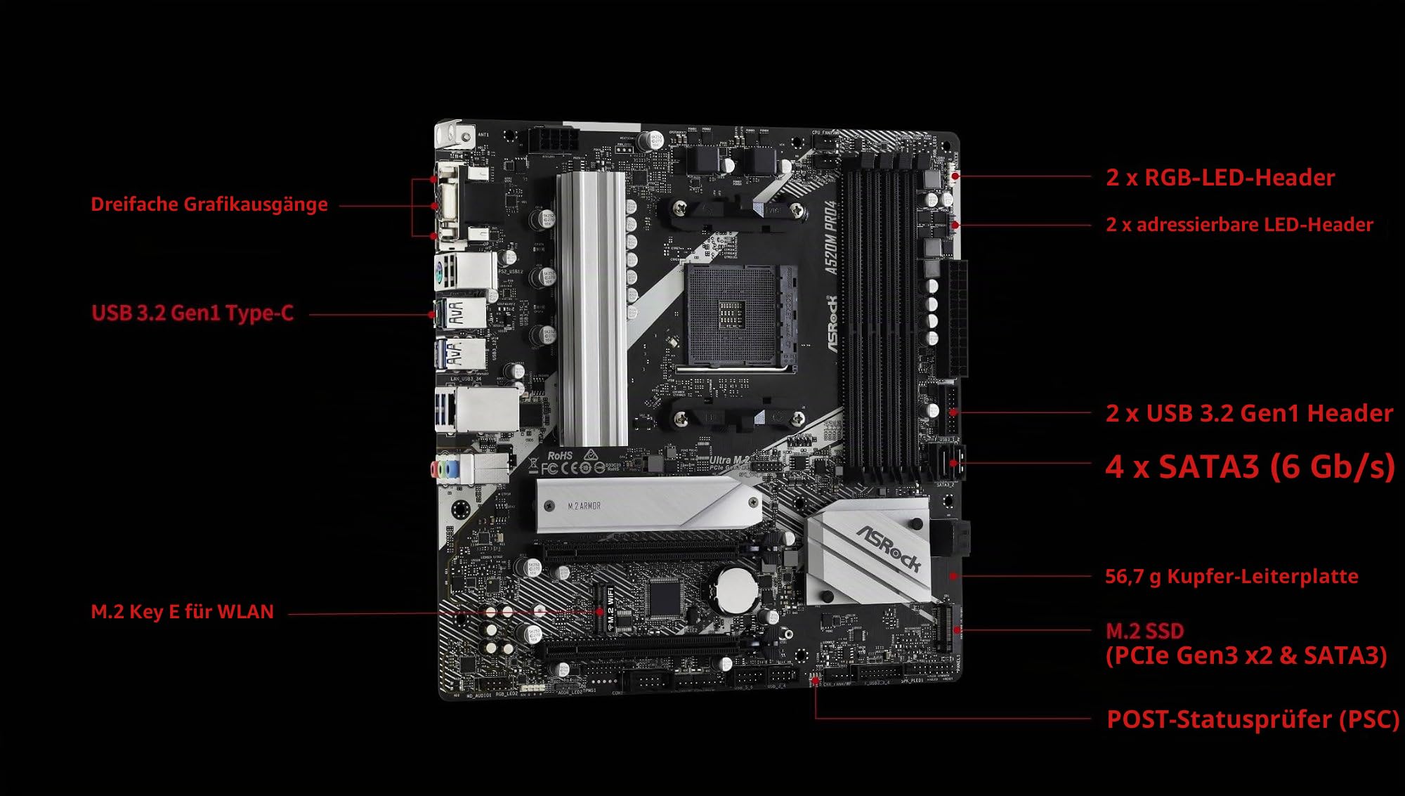 Asrock A520M Pro4 Socket AM4 Micro ATX