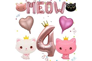 11Pcs Crown Cat Foil Balloons: Purrfect Meow Party Decor