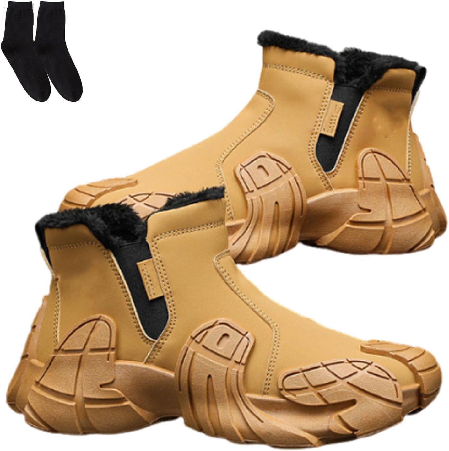 Winter Waterproof Thermal Snow Boots for Men & Women, Fleece Lined, Lightweight Non-Slip Sole, Easy Side Zipper