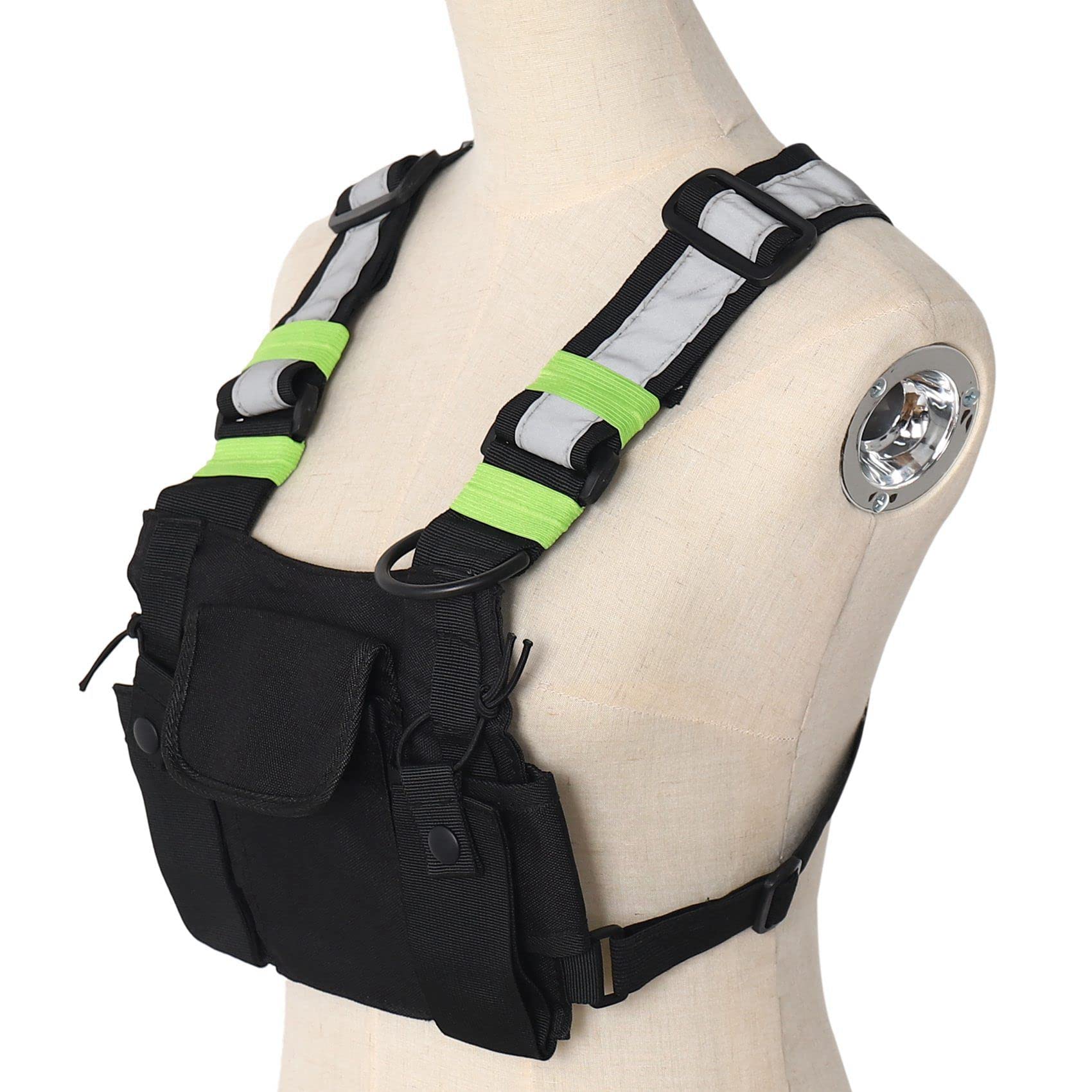 5X Le Radio Pocket Radio Chest Harness Cassa Anteriore Confezione Pouch Vest Caso Rig per 2 Way Radio Walkie Talkie Adatto per UV-5R Nero + Verde