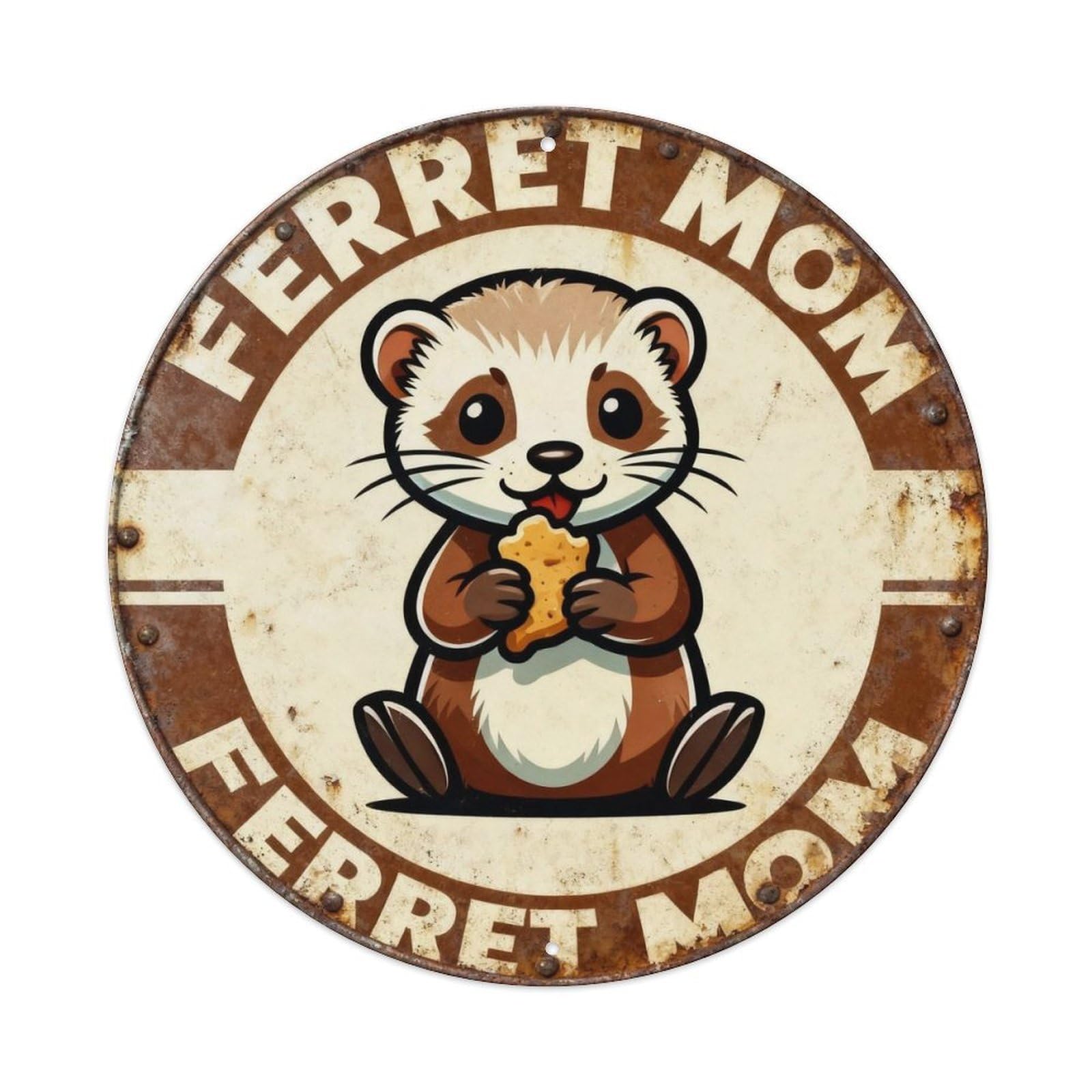 Vintage Ferret Mom Metal Tin Sign Plaque
