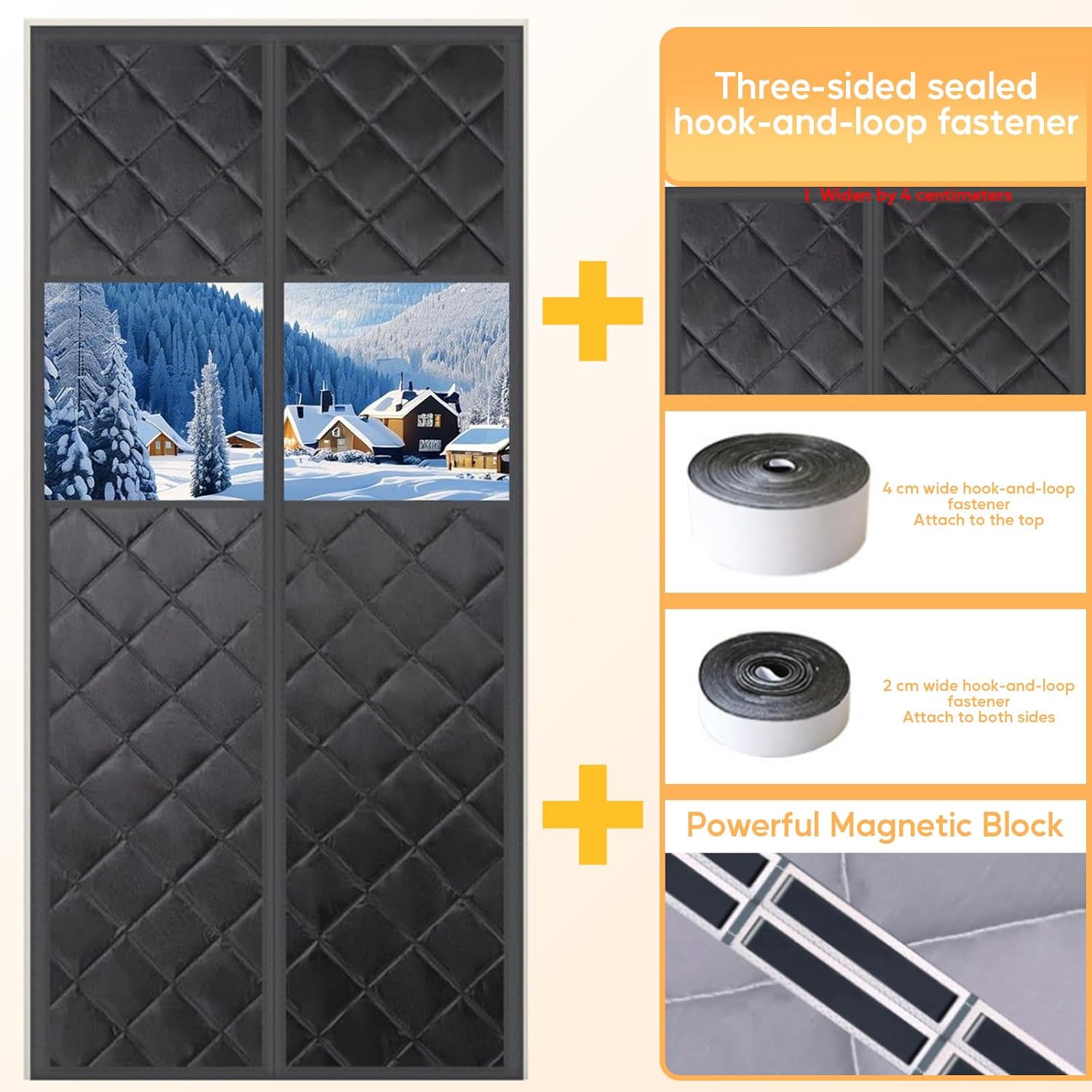 RV Door Cover, 35.4 x 82.6 Inches Professional Magnetic Door Curtain, RV Insulated Doors Cover, Keeps Heat in & Cold Out for Winter, Oxford Fabric, Thermal Insulated