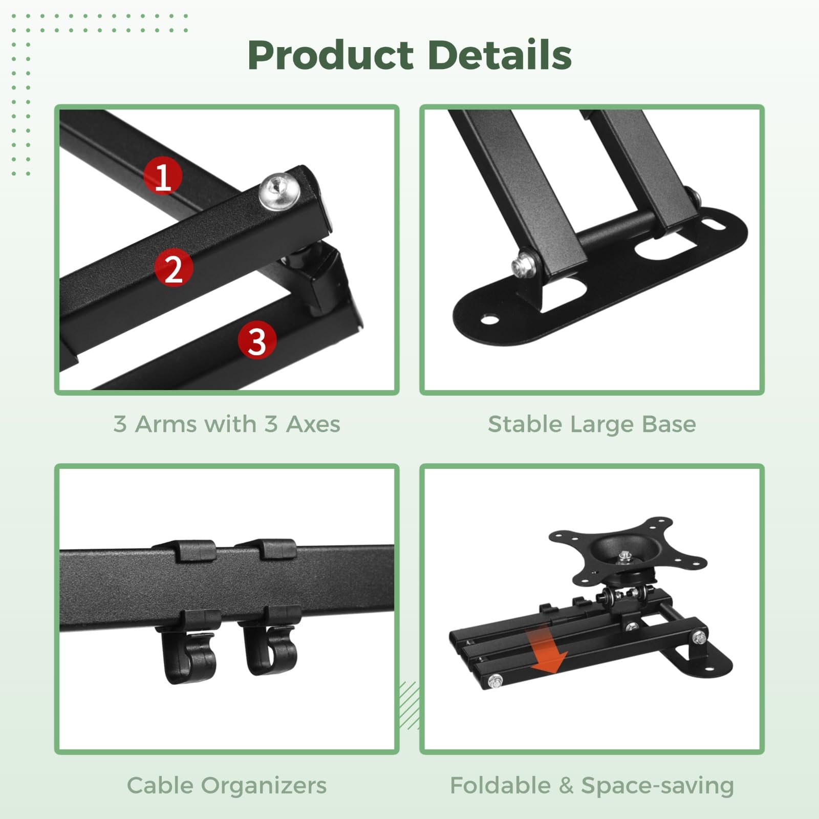 Supporto da parete per Smart Display 15, compatibile con monitor da 15 a 28 pollici, staffa di montaggio regolabile con estensione da 3,5 a 16,5 pollici, rotazione a 360 gradi, inclinazione su e giù