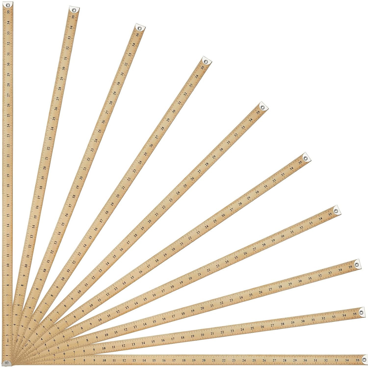 10 Pieces Wooden Yardstick with Hang Hole 36 Inches Metal Tips Yardstick Ruler