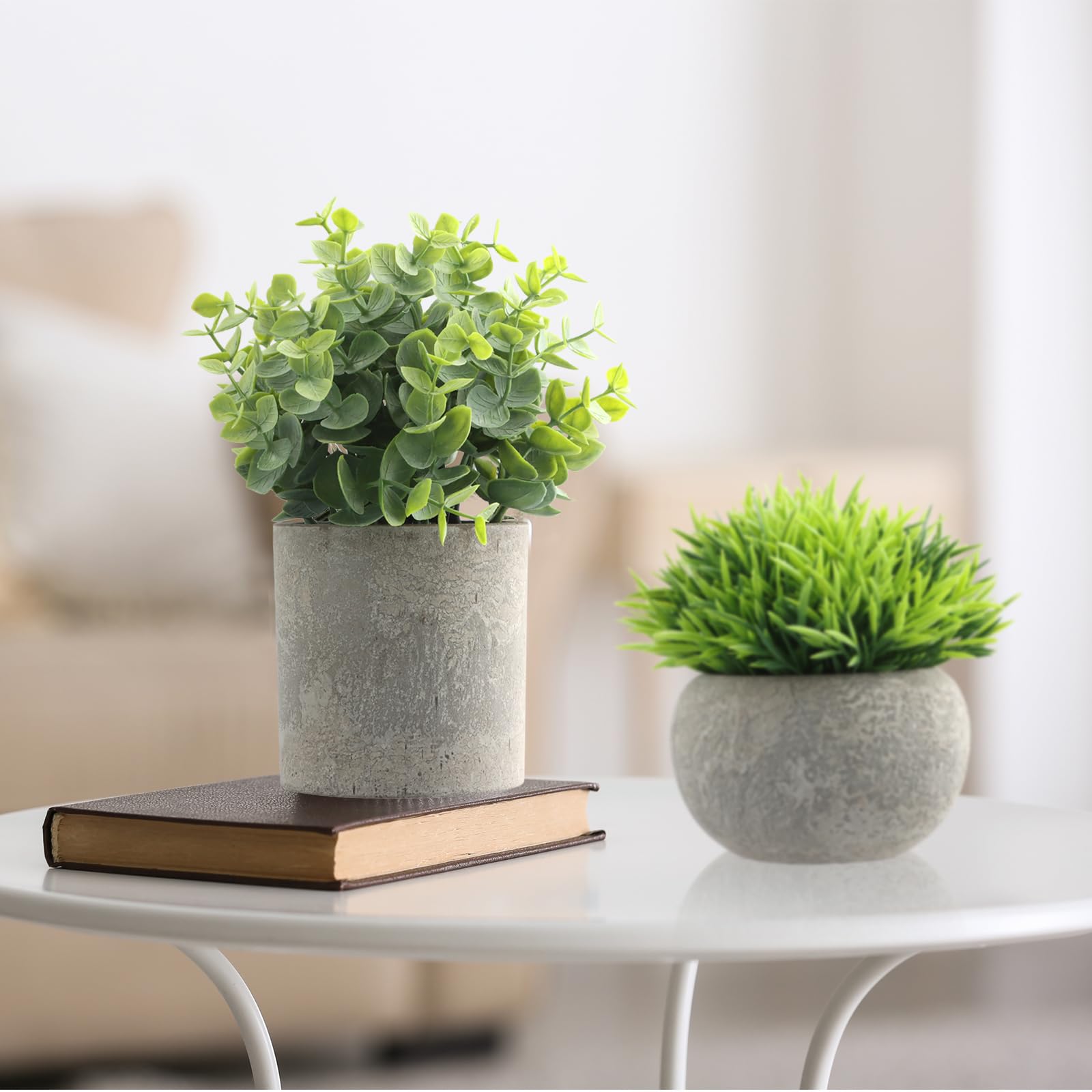 4 Pezzi Mini Piante Artificiali in Vaso, Pianta Finta da Interno, Piccolo Piante Artificiali per Ufficio Bagno Davanzale Soggiorno Balcone Decorazione