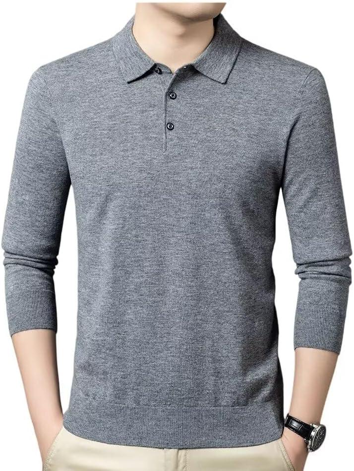Men's 100% Wool Polo - Style Sweater