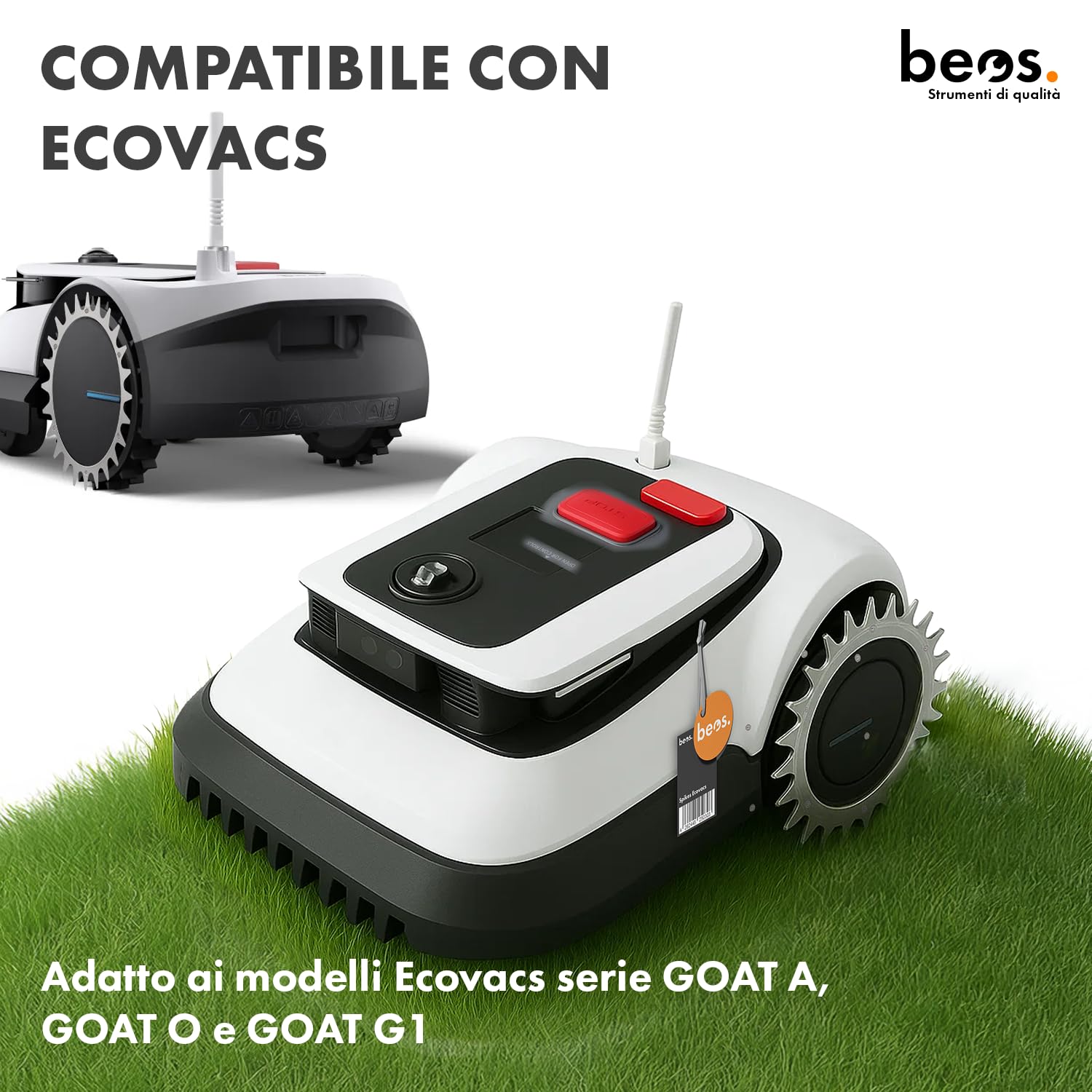 Punte in acciaio inossidabile premium beos per Ecovacs - finitura lucida, fori per viti ribassati, sbavati, per i modelli Ecovacs GOAT Serie-A, Serie-O e Serie-G1 Trazione robot falciatore