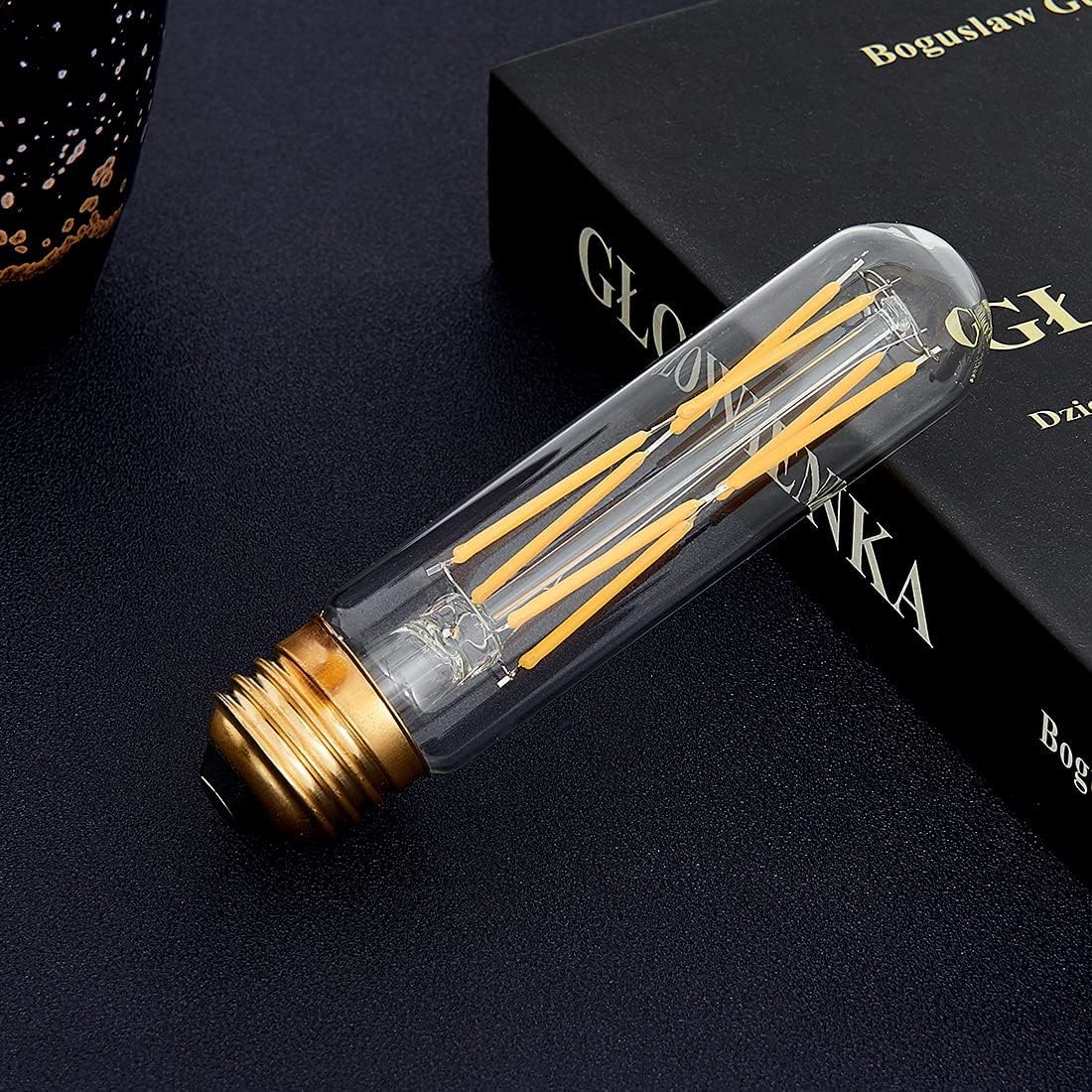 T10 LED Tubular Bulbs 8W Dimmable Warm White 2700K LED Edison Light Bulbs 80 Watt Equivalent Tube Vintage — view 2