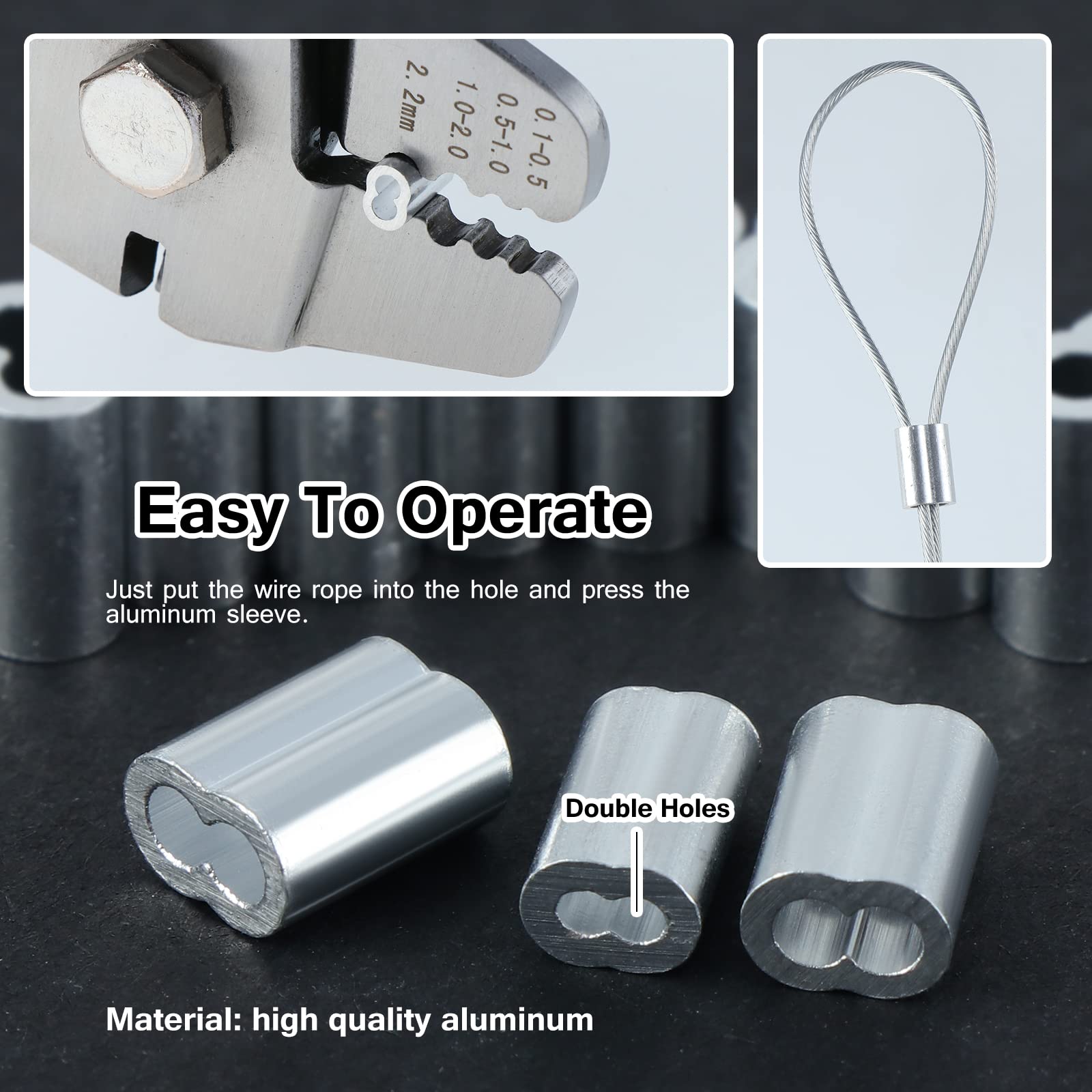Engarzadora de cuerda de alambre 151 piezas kit de prensado de doble barril hasta 2,2 mm aluminio