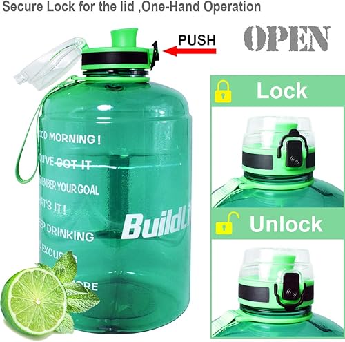 Miniatura 2 de QuiFit - Botella de agua de 1 galón motivational, con marcador de tiempo, colador y mango 1287343 oz, infusor a prueba de fugas infusor, botella