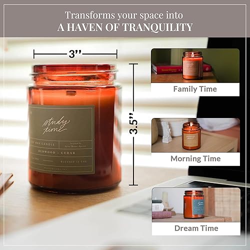 Miniatura 5 de Blessed is She Tarro de vela de vidrio perfumado con tapa de California Redwood y Cedro, 7.2 onzas, cera de soja 100% natural con velas de mecha de