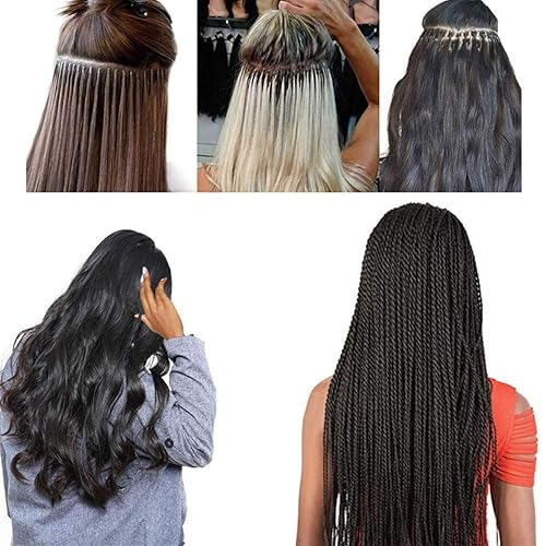 Miniatura 7 de Orgrimmar Kit de herramientas de extensión de cabello extensiones de cabello gancho de tirón 500 piezas de micro anillos de silicona kit de