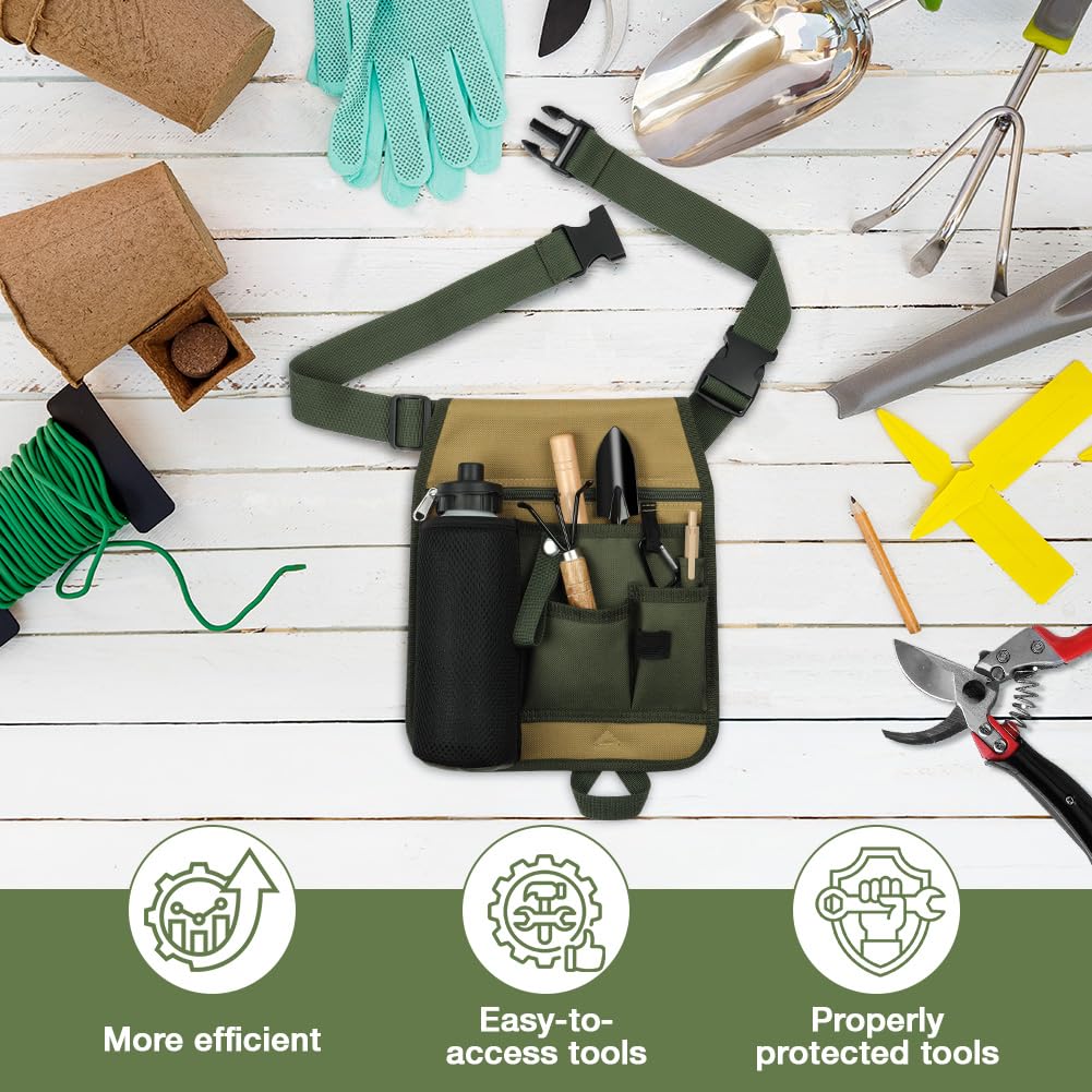 Marsupio per Utensili Giardino, Unisex Maneggevole Giardino Giardinaggio Fioraio Vita Cintura Degli Attrezzi Borsa Titolare, Design Multitasche, Adatto a Giardinieri, Carpentieri e Operai