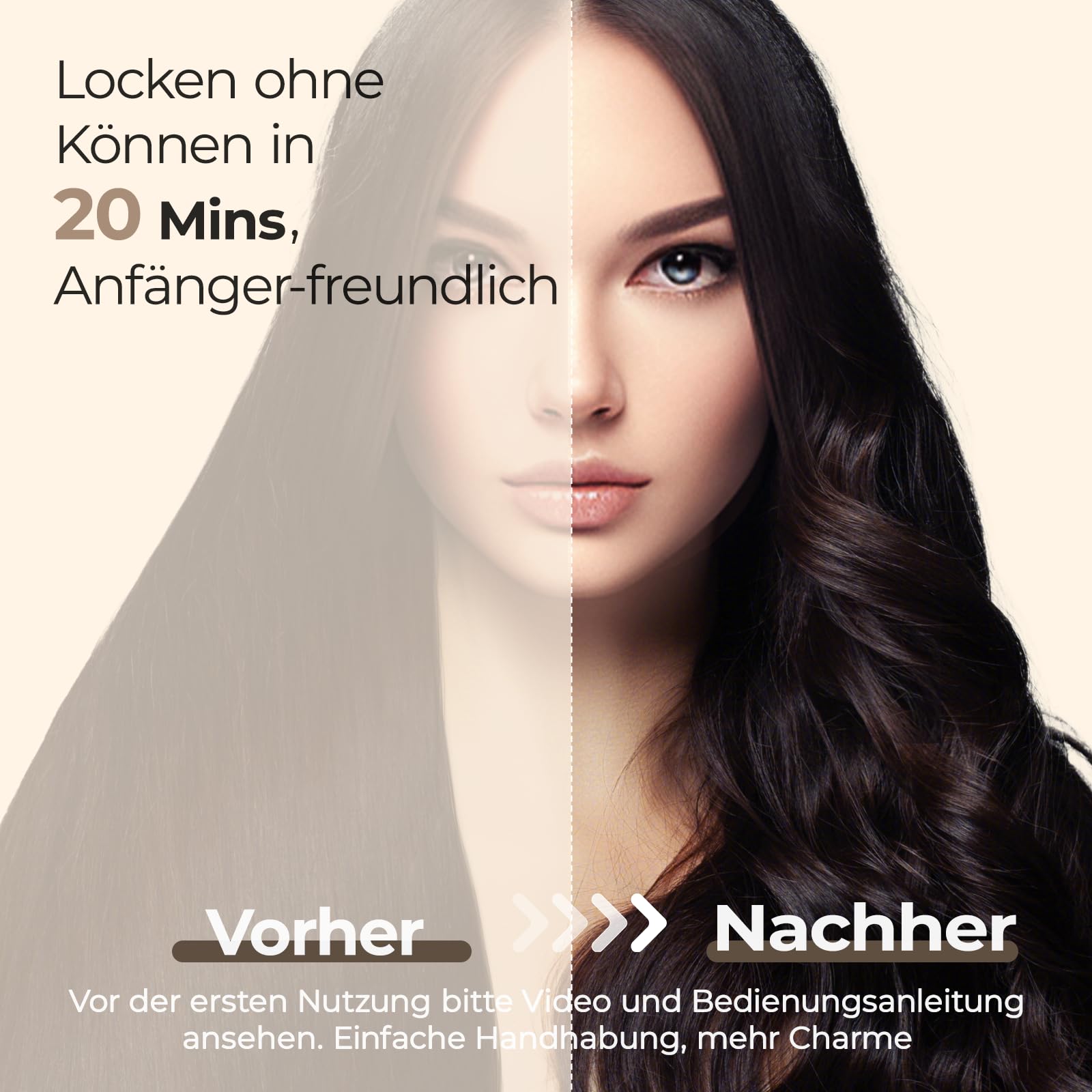 PRITECH Automatischer Lockenstab Welleneisen für Haare - 32mm Beach Waves Lockenstab 3 Temperaturen 170-210℃ Schwarzes Gold Welleneisen für Damen