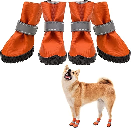 SCENEREAL Dog Boots Waterproof AntiSlip Dog Shoes for