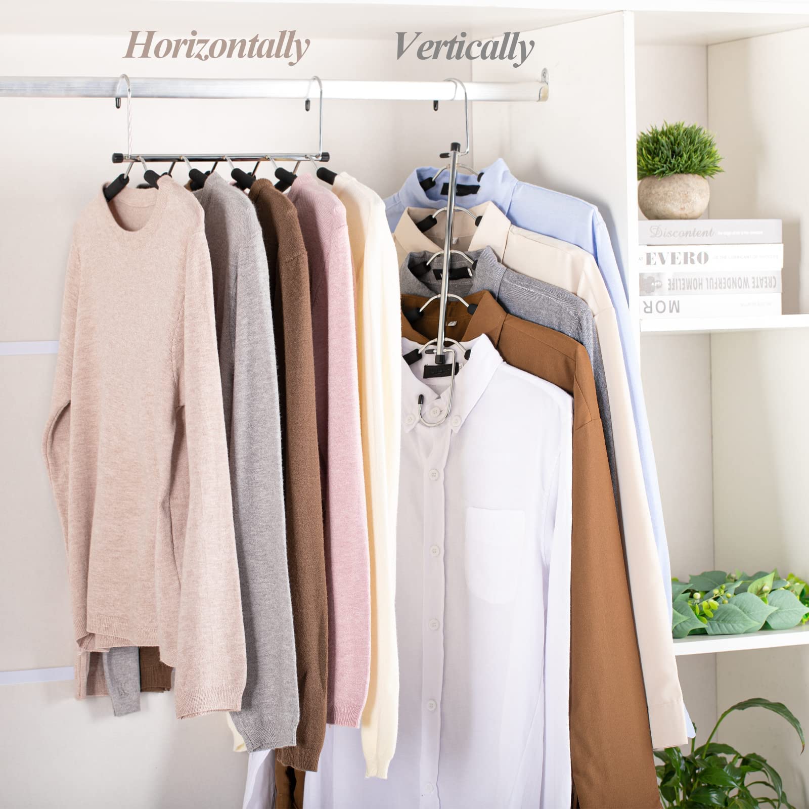 2 Pack Kleiderbügel Platzsparende Kleiderbügel für Kleidung- Upgrade rutschfeste Kleiderbügel mehrere Schichten Closet Organizer und Lagerung für Mantel, Hosen, Schal, Krawatte