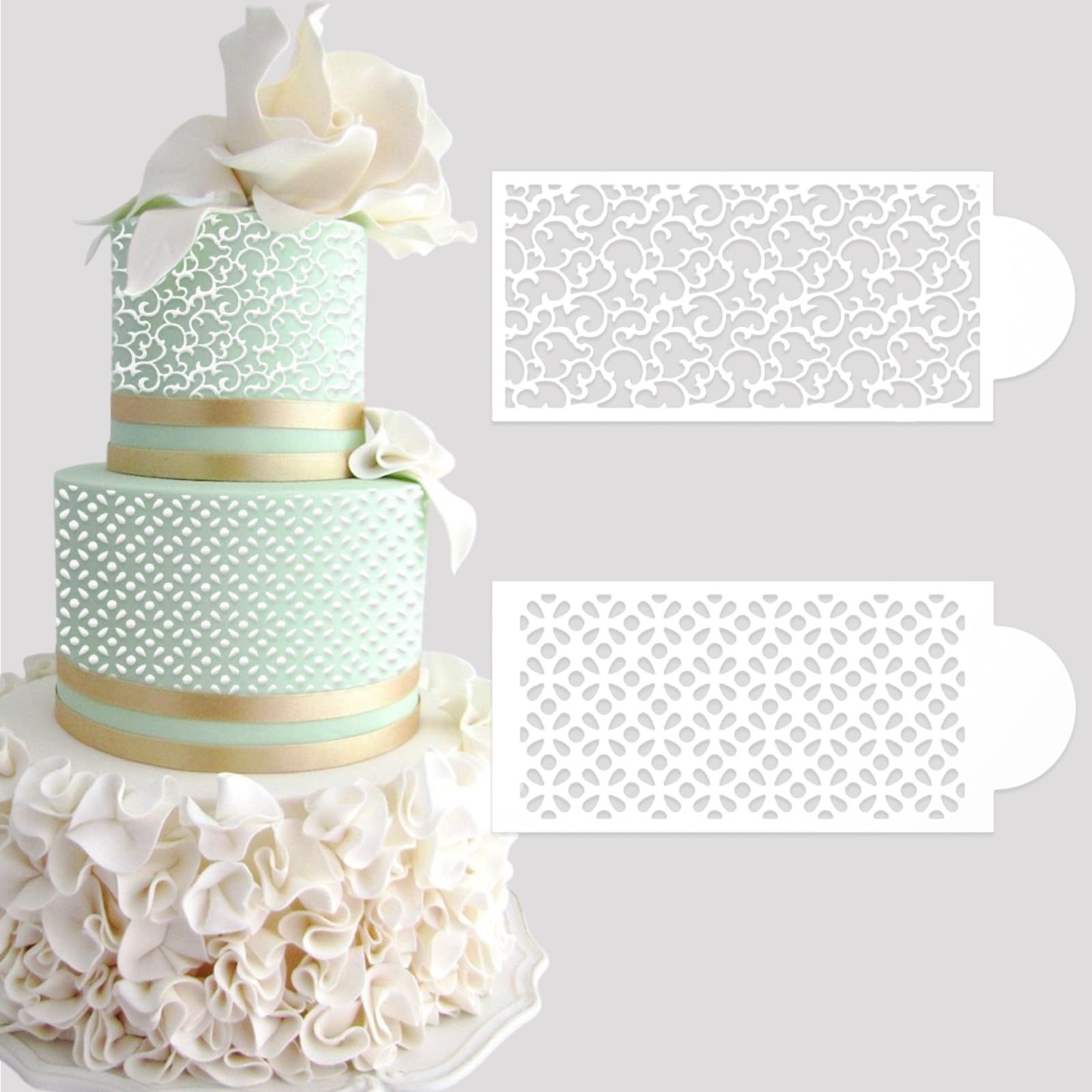 10 Pcs Cake Stencils Cake Templates Set Floral Plant Wedding Icing Stencils Irregular Geometry Lace Cake Molds Cookie Dessert Buttercream Decorating Baking Supplies Mesh Printing for Cake Decoration