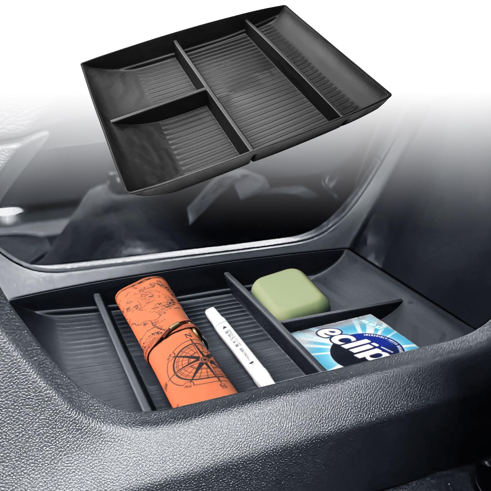 HGWEI Lower Center Console Organizer Compatible with 2024-2025 Chevy Traverse Interior Accessories Floor Armrest Storage Box TPE Material Compartment