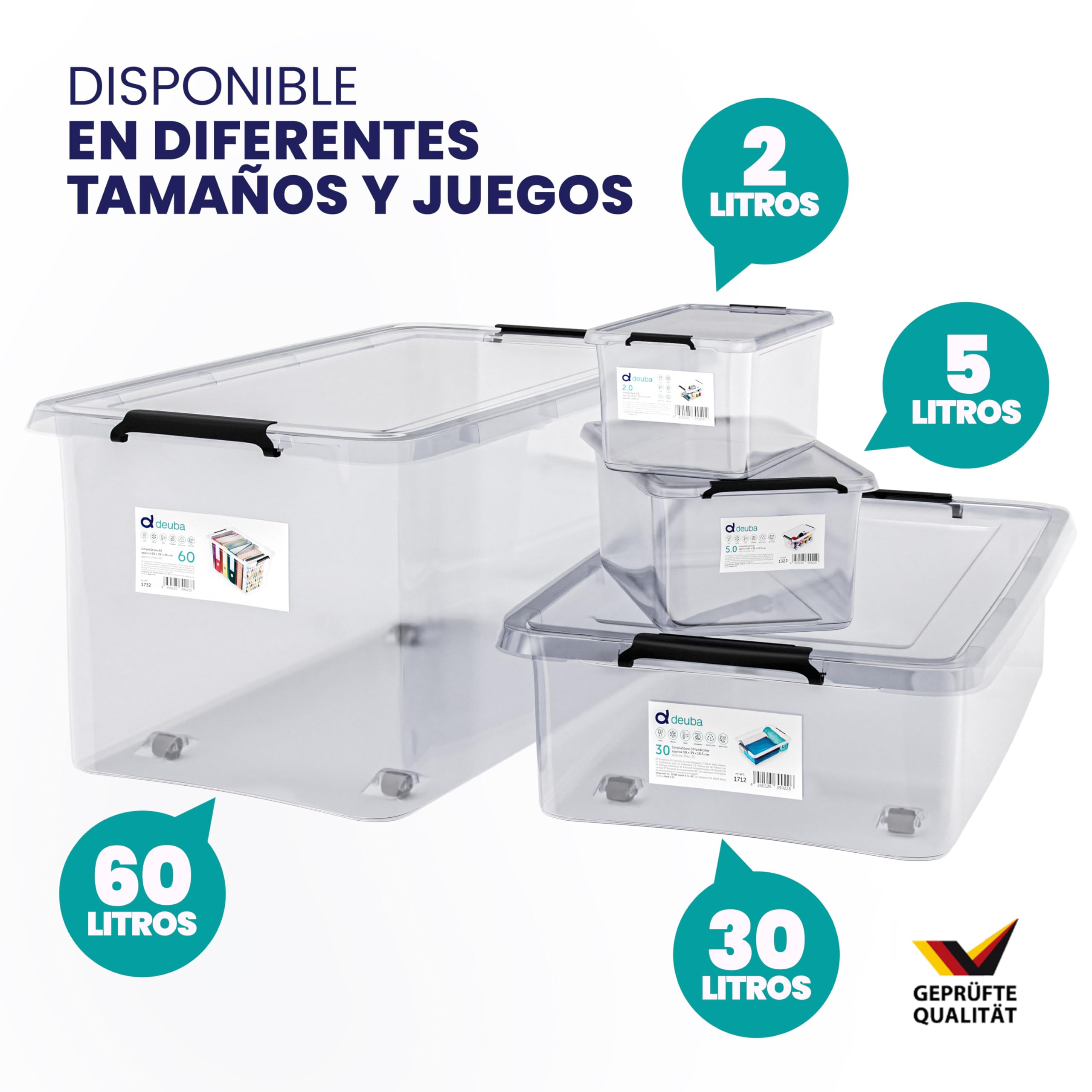 Deuba® 10x Cajas de Almacenaje con Tapa Apilables 2L Transparentes Juguetes Cocina Dormitorio libre de BPA Alimentos