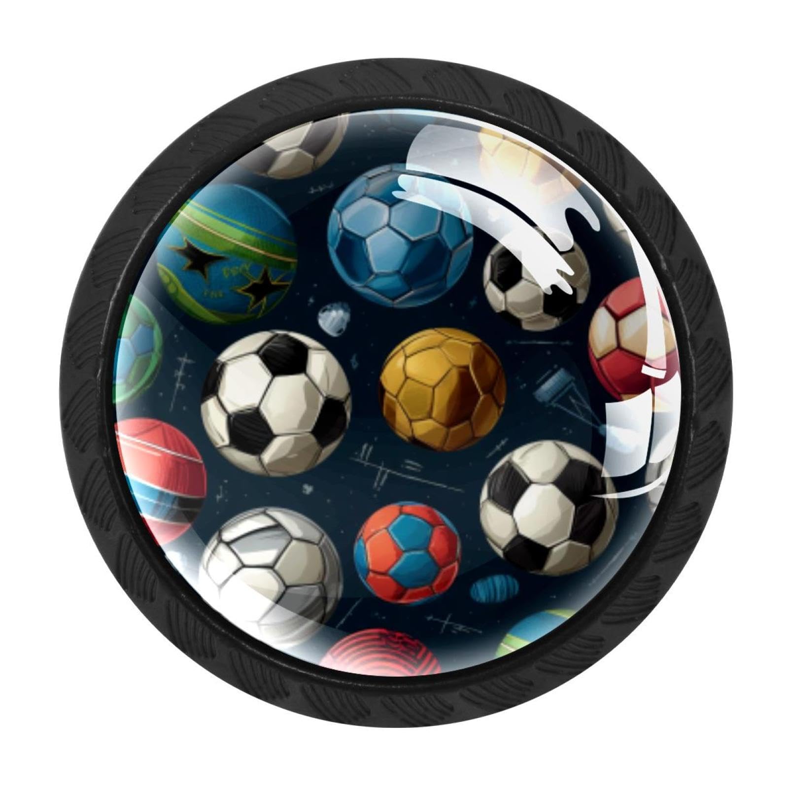 Chenzzzz Multicolored 03 4 Pack Football Soccer Kitchen Cabinet Knobs Drawer Knobs Dresser Knobs Matte Black Zinc Knobs Drawer Pulls Door Knobs Dresser Drawer Handles Knobs For Dresser Drawers