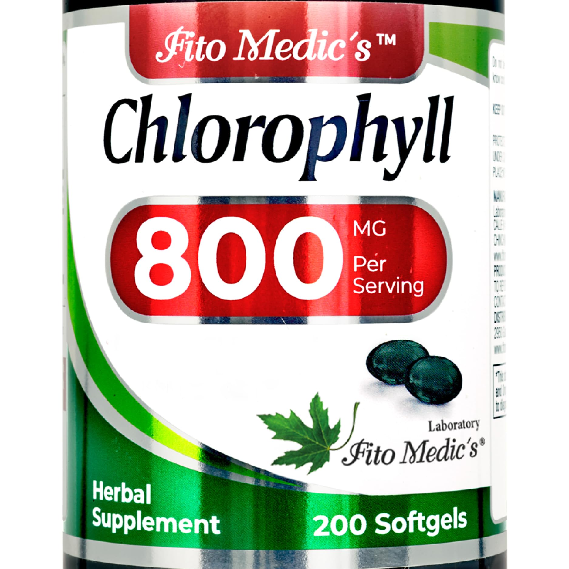 FITO MEDIC'S Lab - Chlorophyll - Pure - 800 mg per Serving- 200 Softgels - Ch...