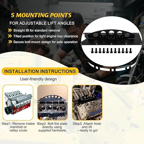 Miniatura 5 de Placa de elevación del motor LS para grúa de elevación del motor para Chevy LS LSX LS1 LS2 LS3 LQ4 6.0 6.2 5.3 4.8 Gen III IV 3 4