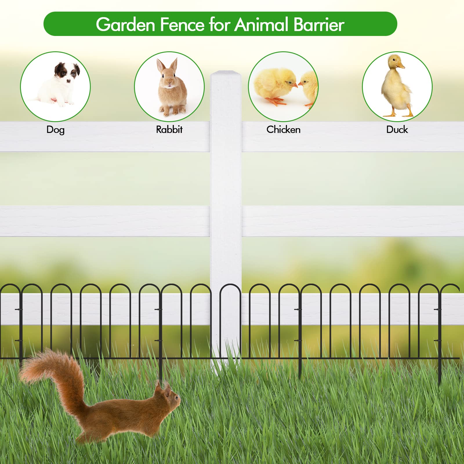 Garden Fence 7 Panels Small Garden Border 10ft(L) Animal Barrier Fence Rustproof Metal Fence Panels No Dig Decorative Garden Fencing for Dogs Little Flower Bed Edging Borders for Yard Patio Outdoor