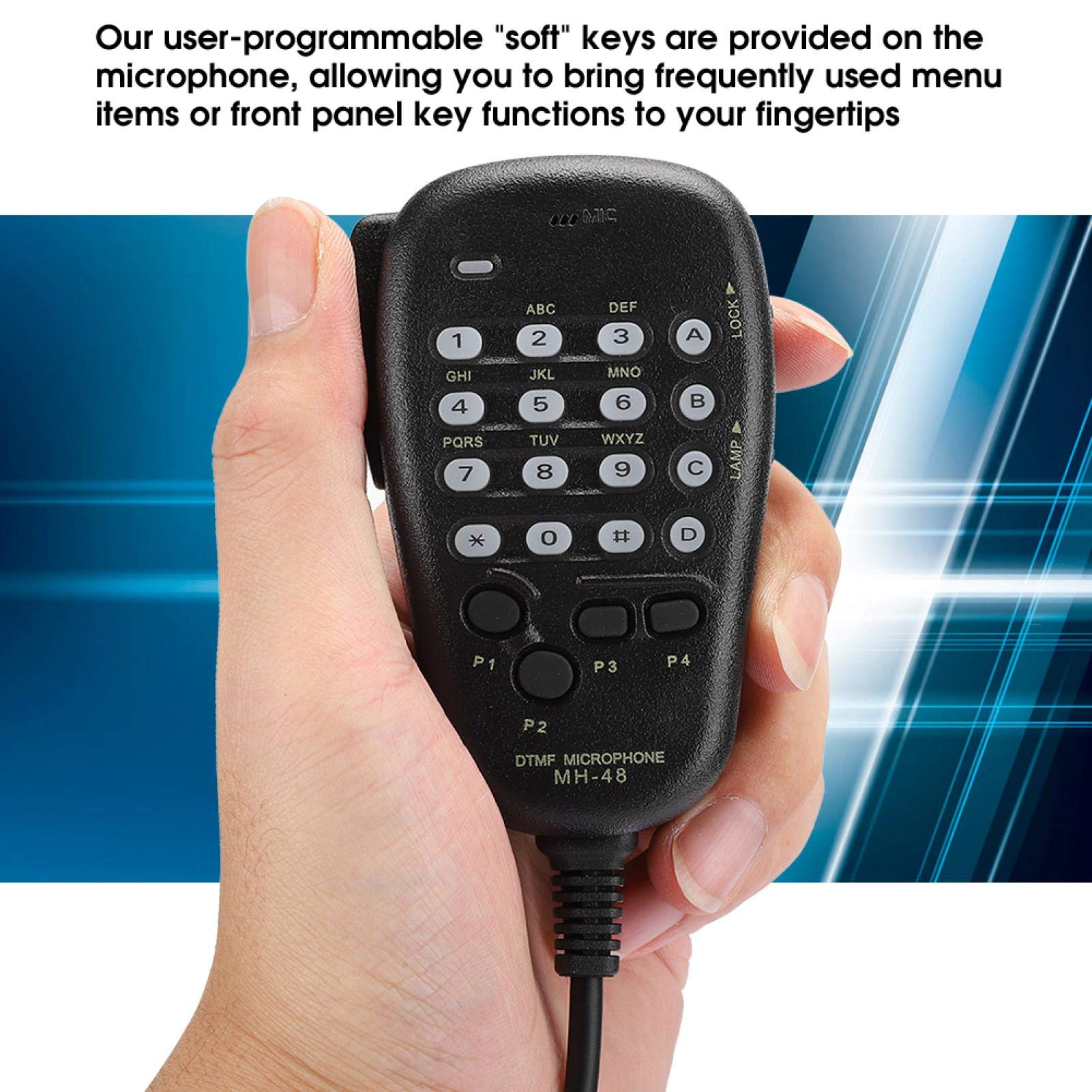 Microphone Haut-Parleur Radio bidirectionnel, Micro Portable MH-48 DTMF 6 Broches Compatible pour la Station de Radio FT-7800R, FT-7800E, FT-7800, FT-7900R, FT-8800R, FT-8800E,