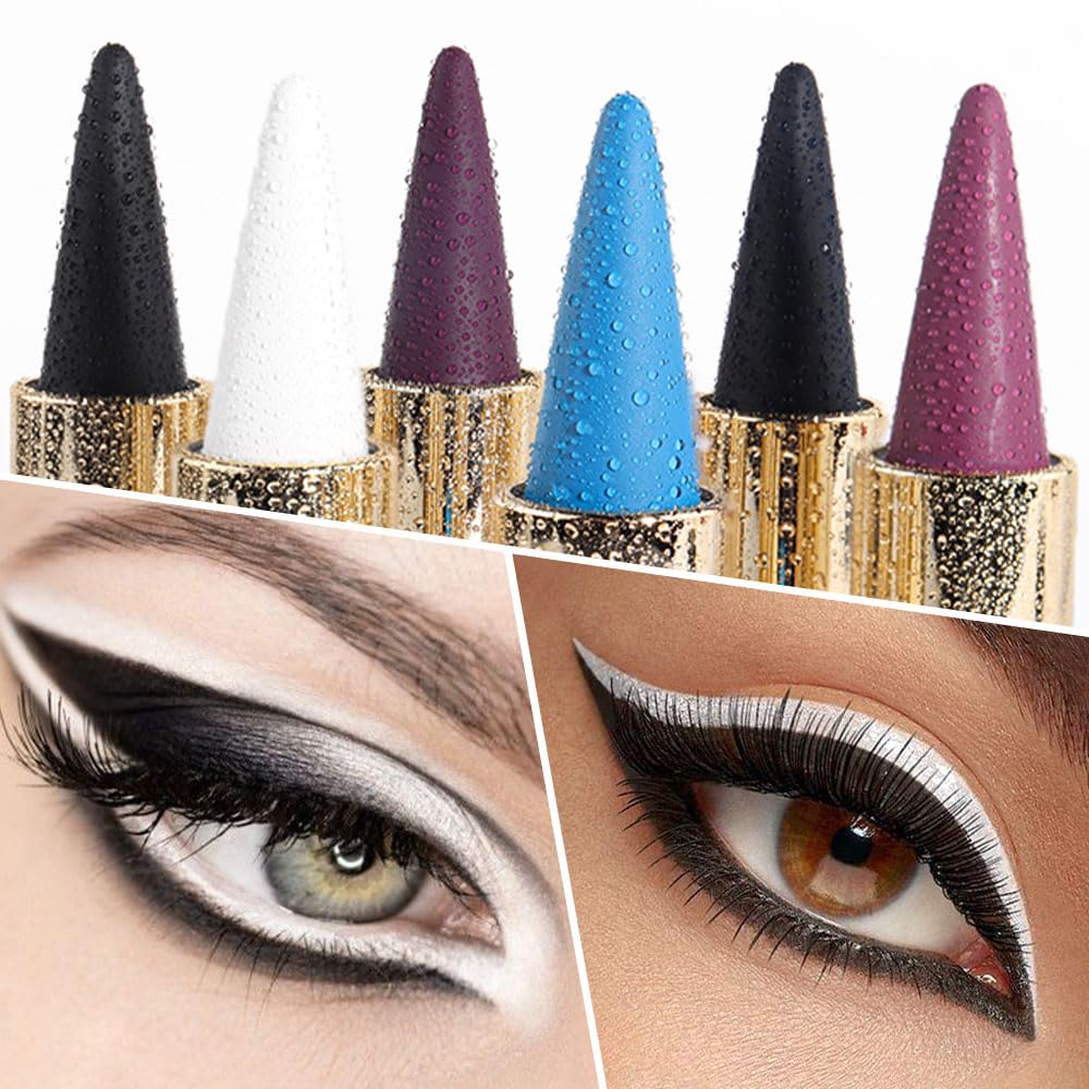 Kaely 2Pcs Gel Eyeliner Pencil, Natural Black Eyeliner Cream, Liquid Eye Liner Pencils for Older Women Waterproof, Smoky Eyeshadow Palette Goth Halloween Makeup Kit, delineador de ojos contra el agua: 2 Count (Pack of 1) A-2Pcs-Black&White