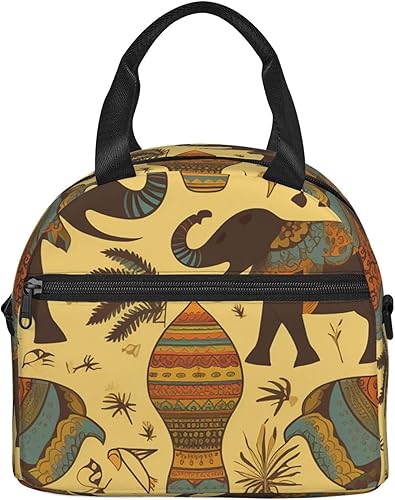 Miniatura 2 de DEHIWI Bolsa de almuerzo con diseño de elefante africano para mujeres y hombres, reutilizable, aislada, para el trabajo, picnic, viajes