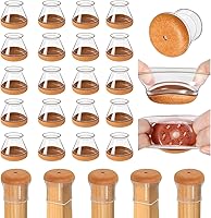 Vista 8 de OCONDA 20 protectores de suelo para patas de silla para suelos de madera dura, deslizadores de muebles de goma negra con fieltro, fundas de silicona