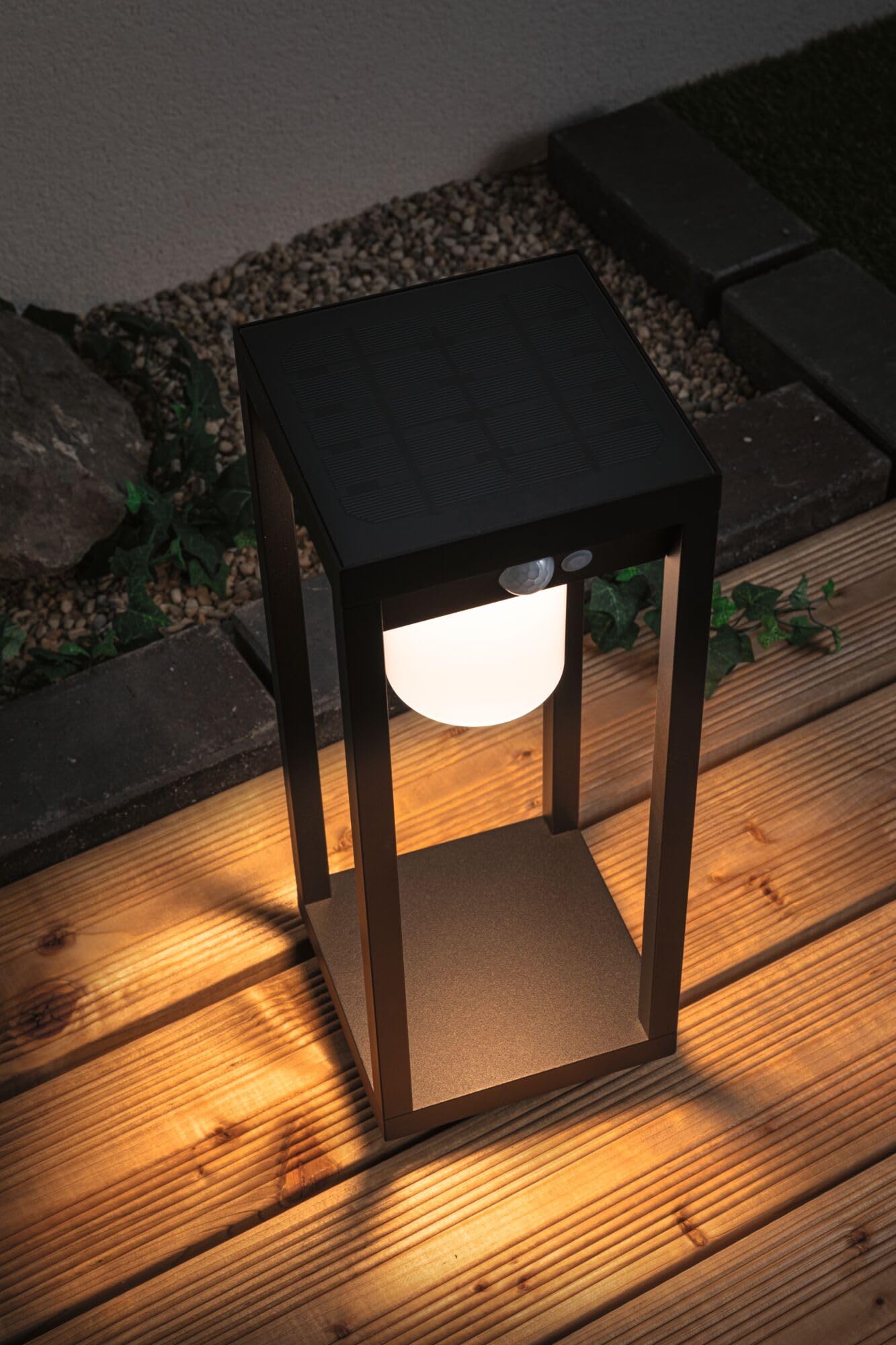 Paulmann 94573 LED Solar Lichtobjekt Marisol mit Bewegungsmelder IP44 incl. 1x5,5 W Warmweiß Schwarz kabellos Kunststoff wiederaufladbar 3000 K
