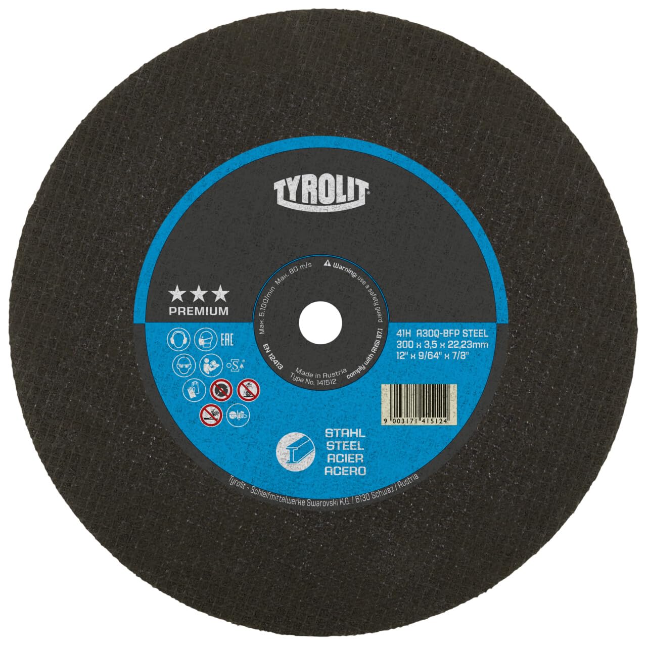 10x disco da taglio Tyrolit dritto 300x3,5x20 mm A30 PREMIUM acciaio