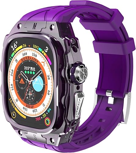 GLuYuan Funda translúcida de lujo para reloj inteligente Apple Watch Ultra de 1.929 in, funda ligera y resistente con banda, correa de silicona,