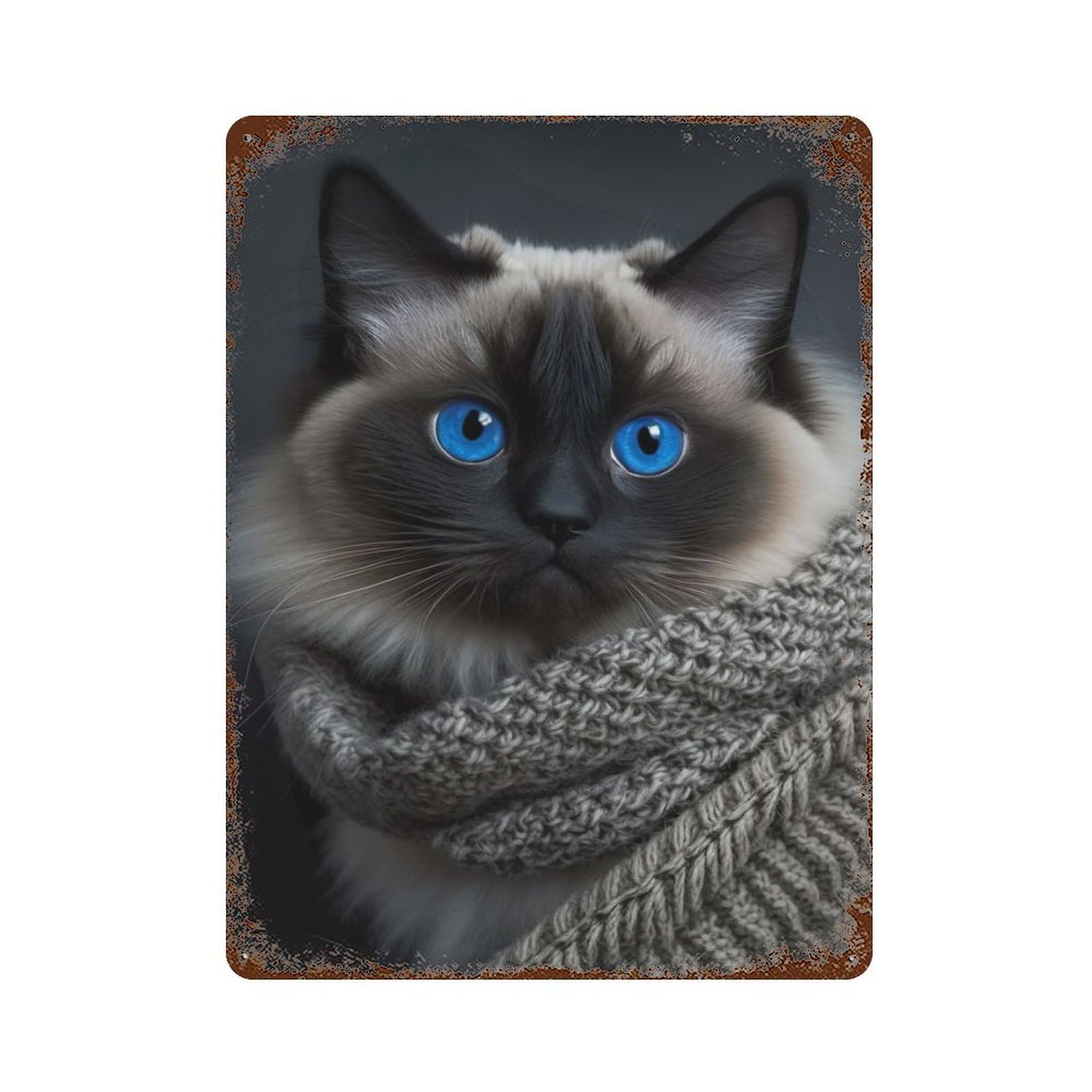 The Birman Vintage Wall Sign 15.7"x11.8", Rust Effect Metal Decor for Office, Studio And Wall Decor