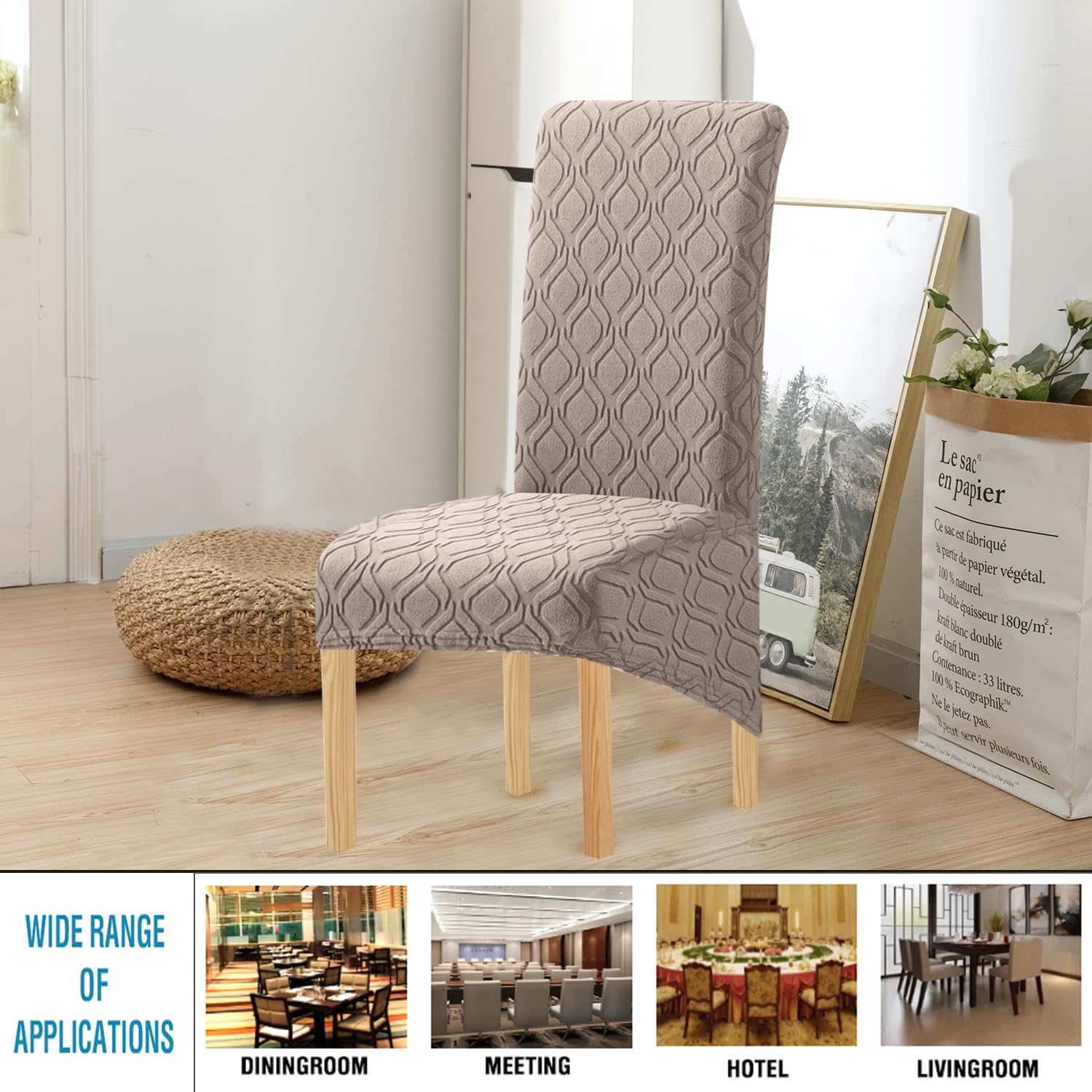 MINGPINHUIUS Chair Covers 4 pack, High Stretch Dining Room Chair Covers, High Back XL Chair Covers Set of 4 - Image 2