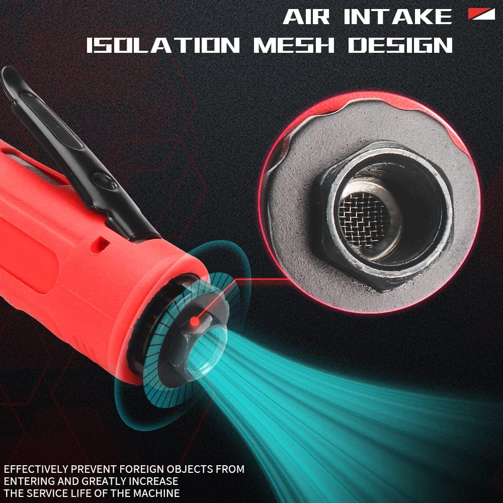 SI FANG 2 Inch Pneumatic Mini Angle Grinder Air Cut Off Tool With 6Pcs Grinding Wheels Felt Polishing Disc Kit,Lightweight Right Angle Grinders Air Tools,15000RPM (Upgraded Version)