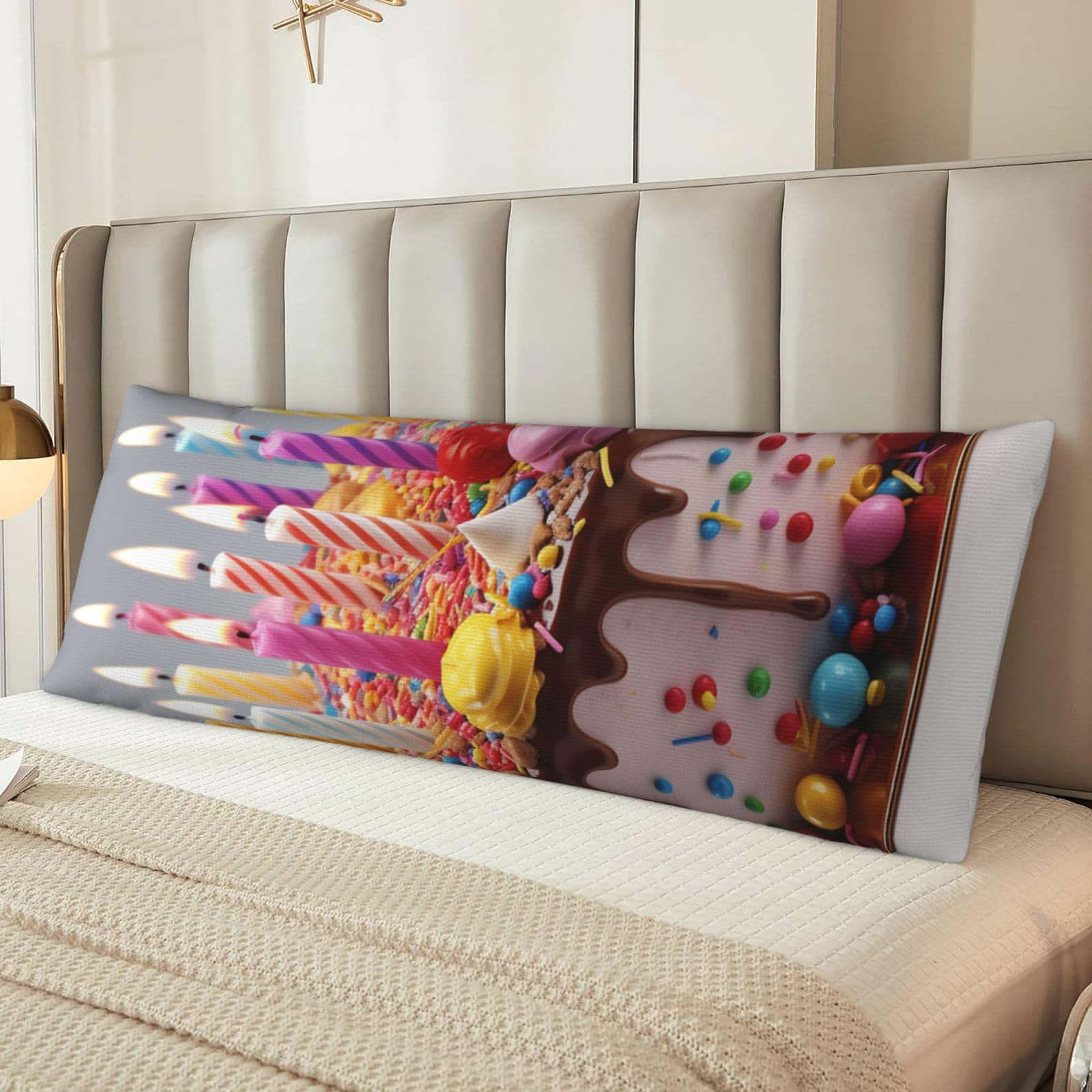 Happy Birthday Beautiful Body Pillow Case Cover, Microfiber Long Pillow Cases, Ultra Soft and Cozy Plush Body Pillowcase Decorative Long Bed Pillow Cover for Sleeping 20x54 Inches