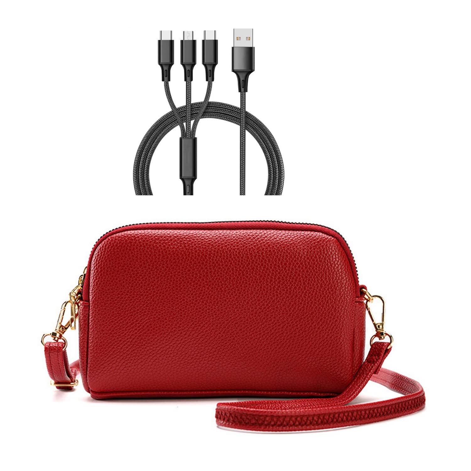 JFLAI Galaxy S20 plus/S20+ Bags,Women's Shoulder Crossbody Bags,Cell Phone Bags Zip Wallets with Three-in-One Charging Cable Samsung S20 plus/S20+ (6.7")