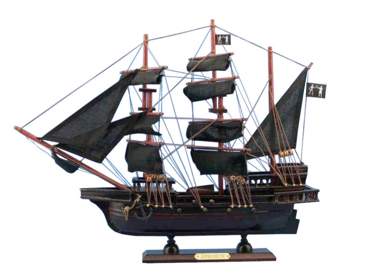 Hampton Nautical Wooden Black Bart's Royal Fortune Model Pirate Ship, 20