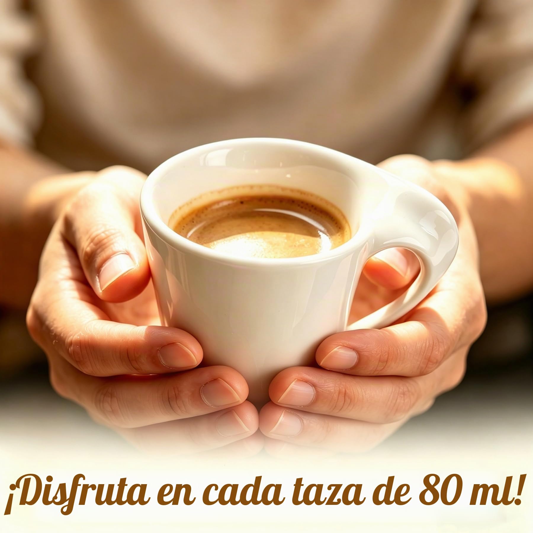 Juego de 6 tazas de café con platillos sobre soporte, tazas de espresso de porcelana, 80 ml, servicio de café para 6 personas